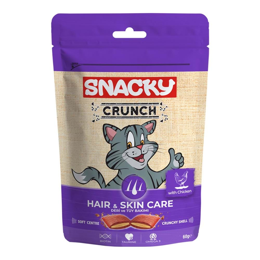 Snacky Crunch Hair & Skin Care Tüy Ve Deri Bakımı İçin Kedi Ödül Maması 60Gr