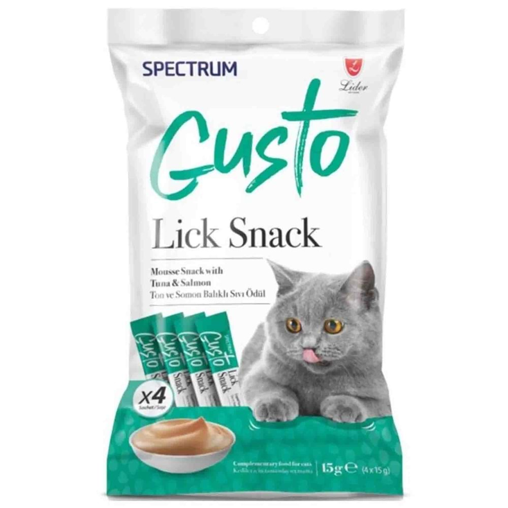 Spectrum Gusto Ton Balığı Ve Somonlu Sıvı Kedi Ödül Maması 15Gr (4'Lü)