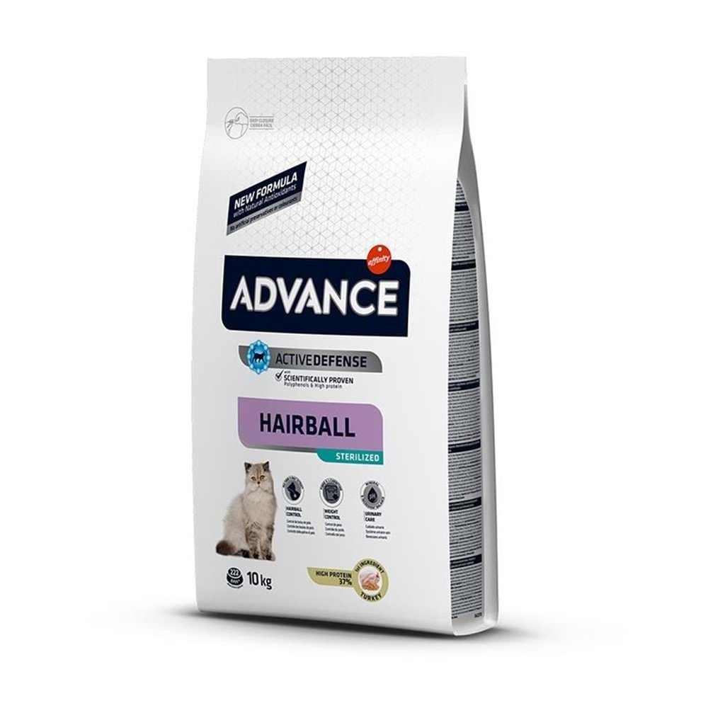 Advance Hairball Hindili Kısırlaştırılmış Kedi Maması 10Kg