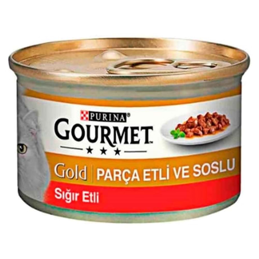 Gourmet Gold Parça Sığır Etli Soslu Yetişkin Kedi Konservesi 85Gr