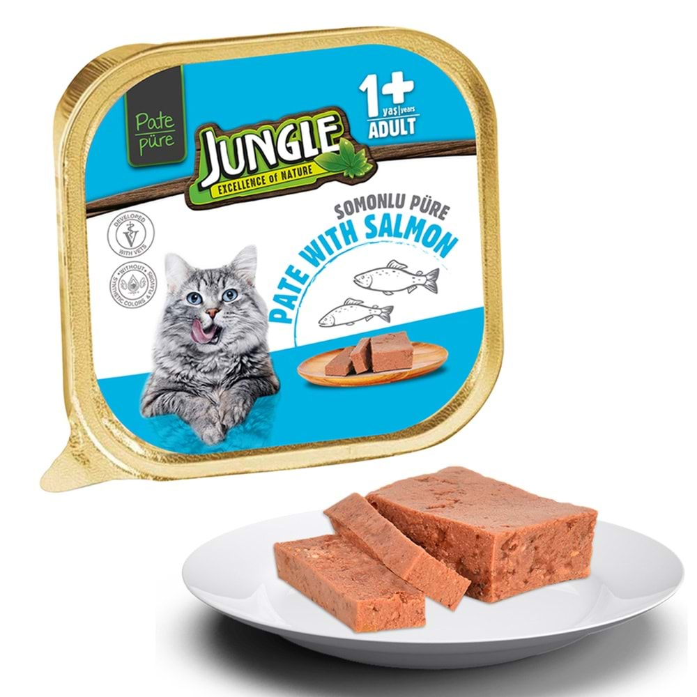 Jungle Somonlu Ezme Yetişkin Kedi Konservesi 100Gr