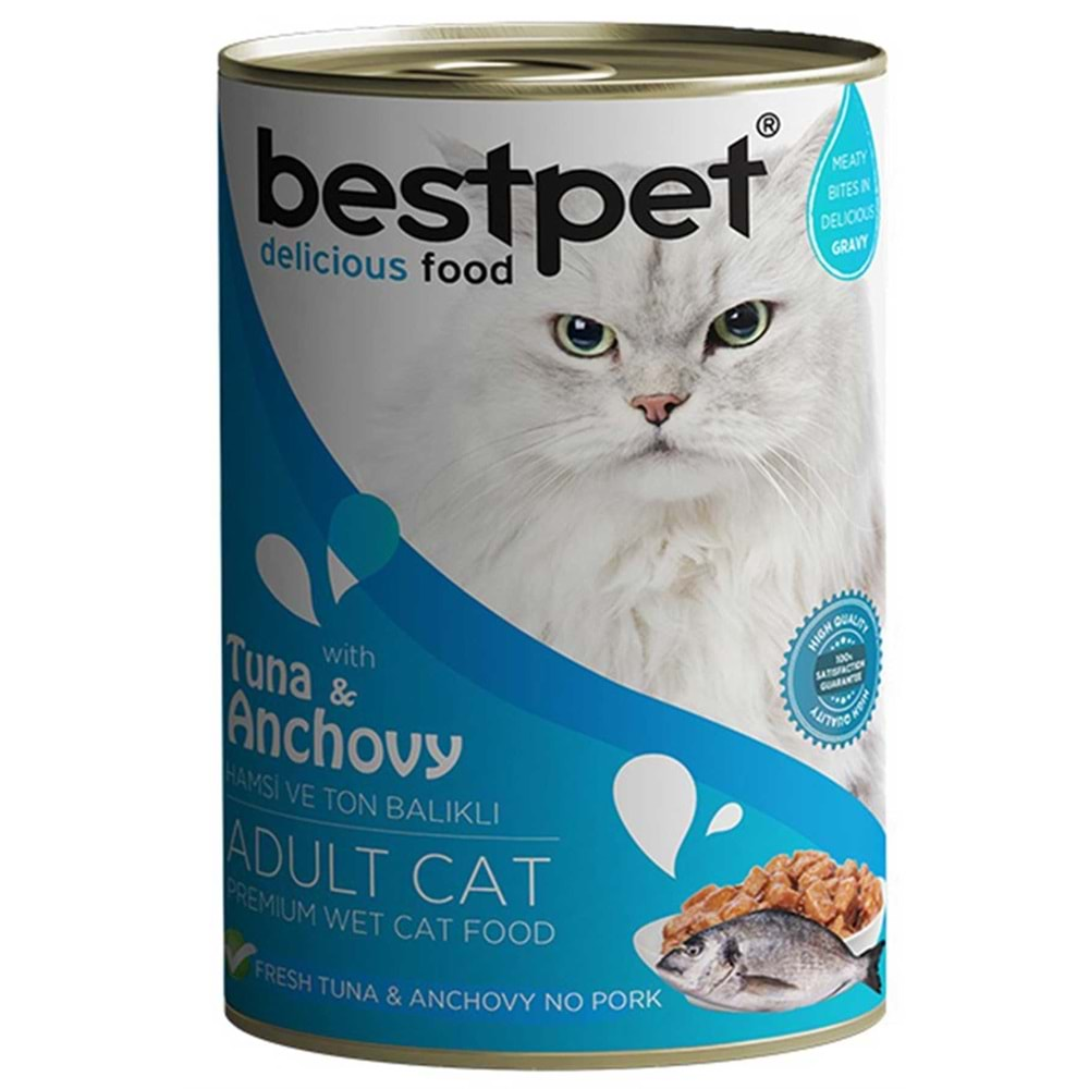 Bestpet Ton Balıklı Ve Hamsili Gravy Yetişkin Kedi Konservesi 400 Gr