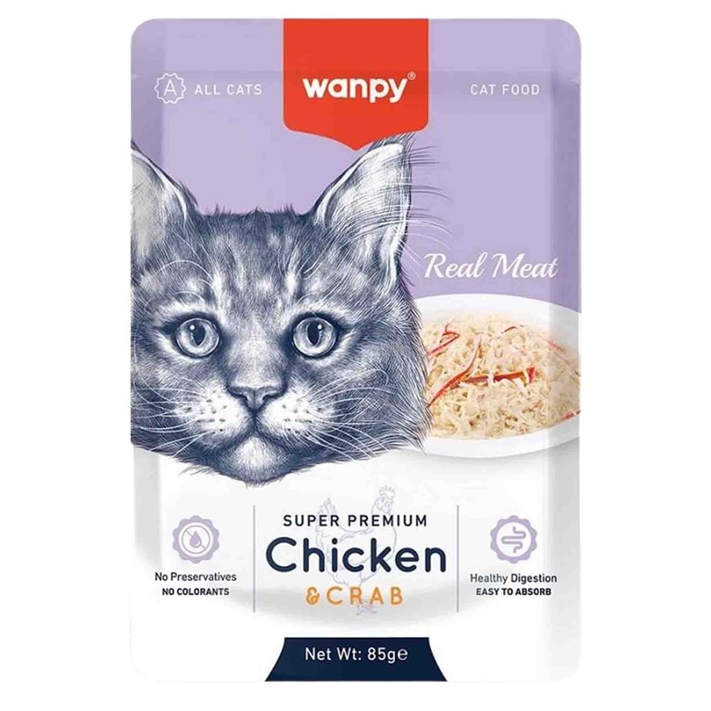 Wanpy Pouch Tavuklu & Yengeçli Yaş Kedi Maması 85 Gr