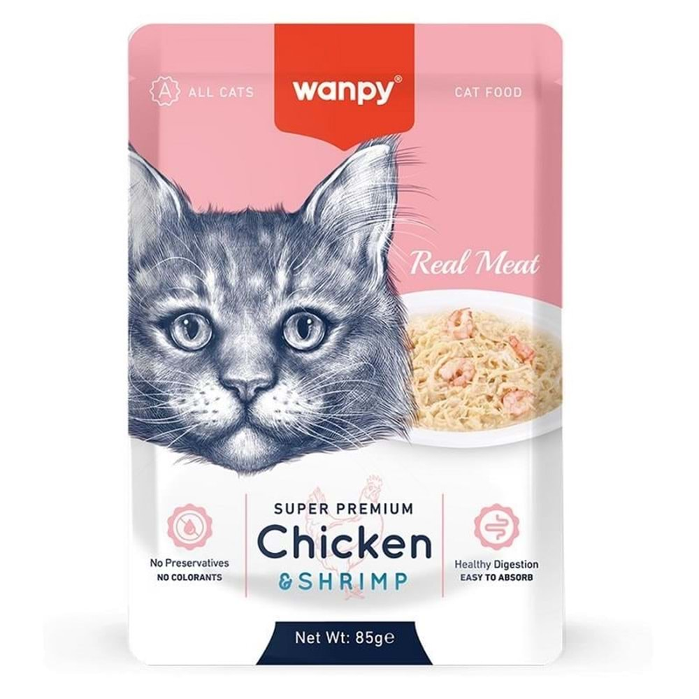 Wanpy Pouch Tavuklu & Karidesli Yaş Kedi Maması 85 Gr