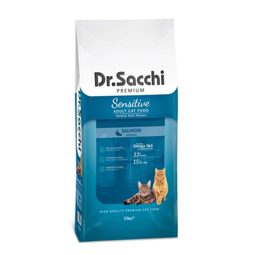 Delıst- Dr.Sacchi Somonlu Hassas Yetişkin Kedi Maması 15Kg