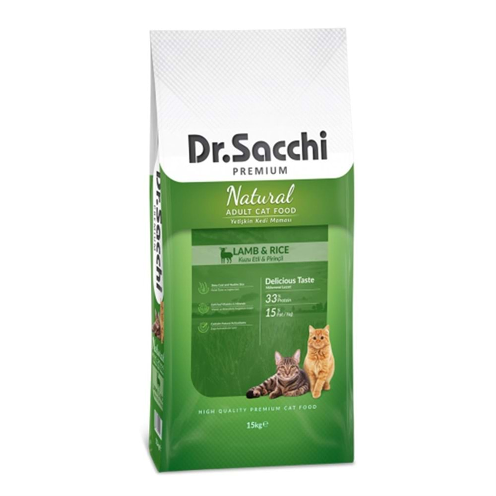 Delıst- Dr.Sacchi Kuzu Etli Yetişkin Kedi Maması 15Kg