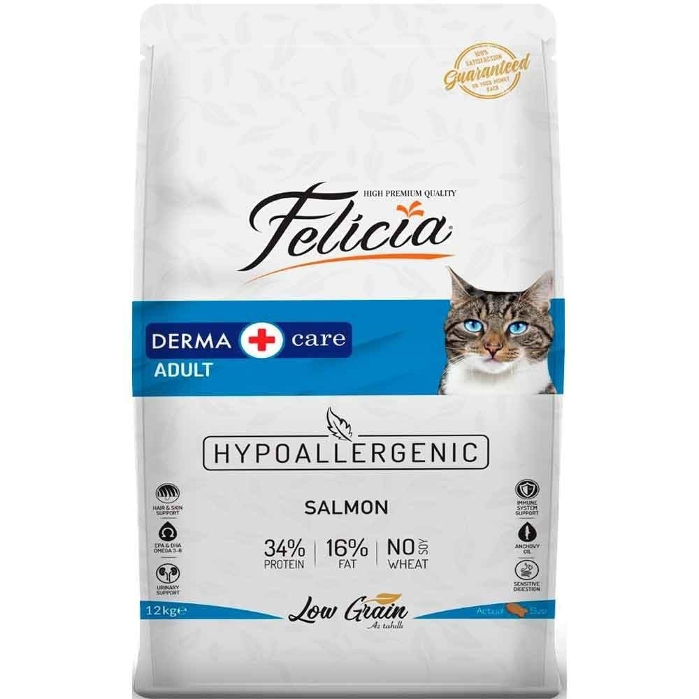 Felicia Düşük Tahıllı Hipoalerjenik Somonlu Yetişkin Kedi Maması 12Kg