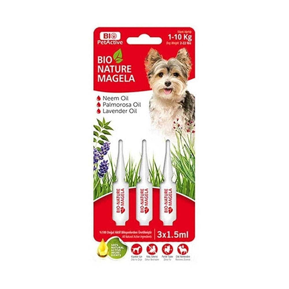 Bio Nature Köpek Tüy Ve Deri Bakım Damlası-1,5Ml-1-10Kg-Kırmızı