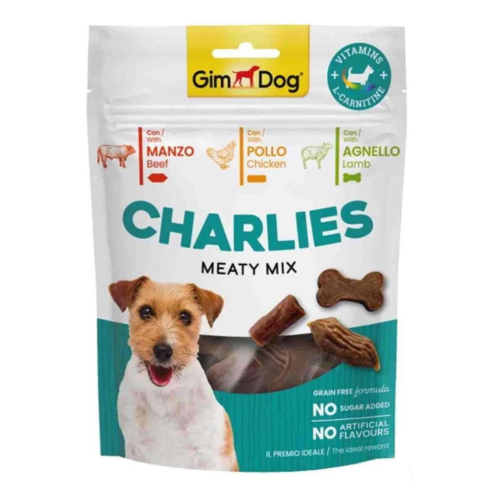 Gimdog Charlies Meaty Mix Sığır Etli, Tavuklu, Kuzu Etli Köpek Ödülü 70Gr