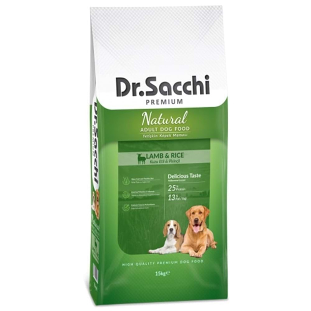 Dr.Sacchi Kuzu Etli Ve Pirinçli Yetişkin Köpek Maması 15Kg