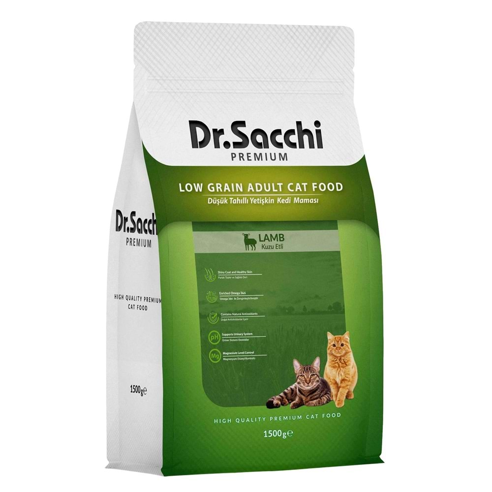 DR Sacchi Yetişkin Kedi Maması Kuzu Etli 1.5 KG