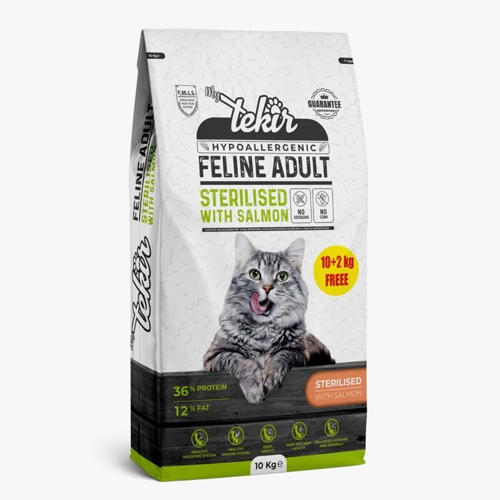 Tekir Yetişkin Kedi Kısırlaştırılmış Somonlu 10+2 KG.