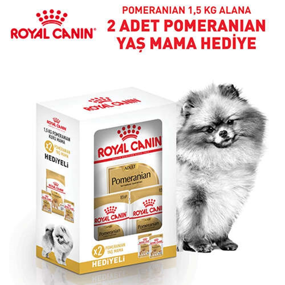 Royal Canin Pomeranian 1.5 Kg Bundle 2x85gr Pounch Hediye