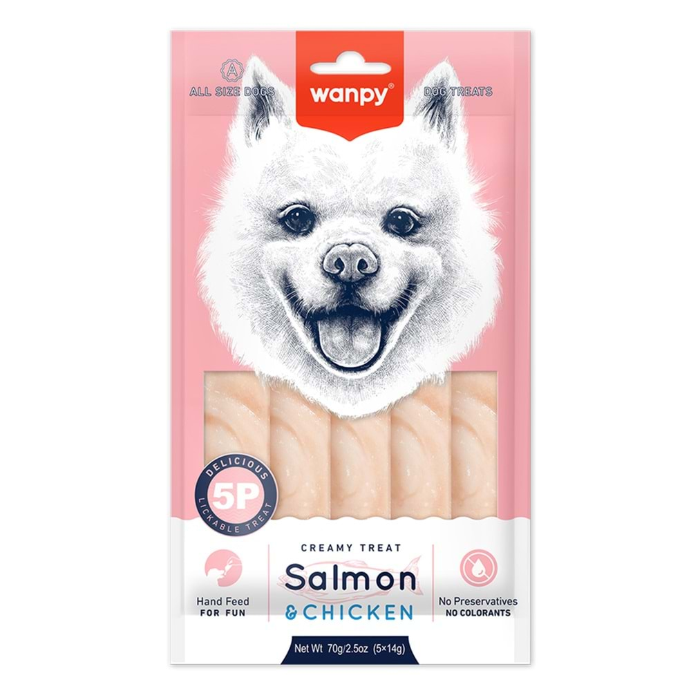 Wanpy Somonlu&Tavuklu Krema Köpek Ödülü 5x14gr