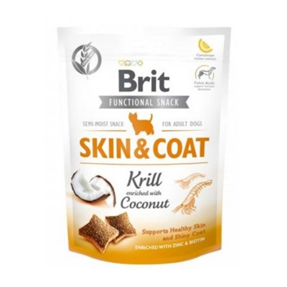 Brit Functional Snack Skin&Coat Kril Ve Hindistan Cevizli Köpek Ödül Maması 150 Gr