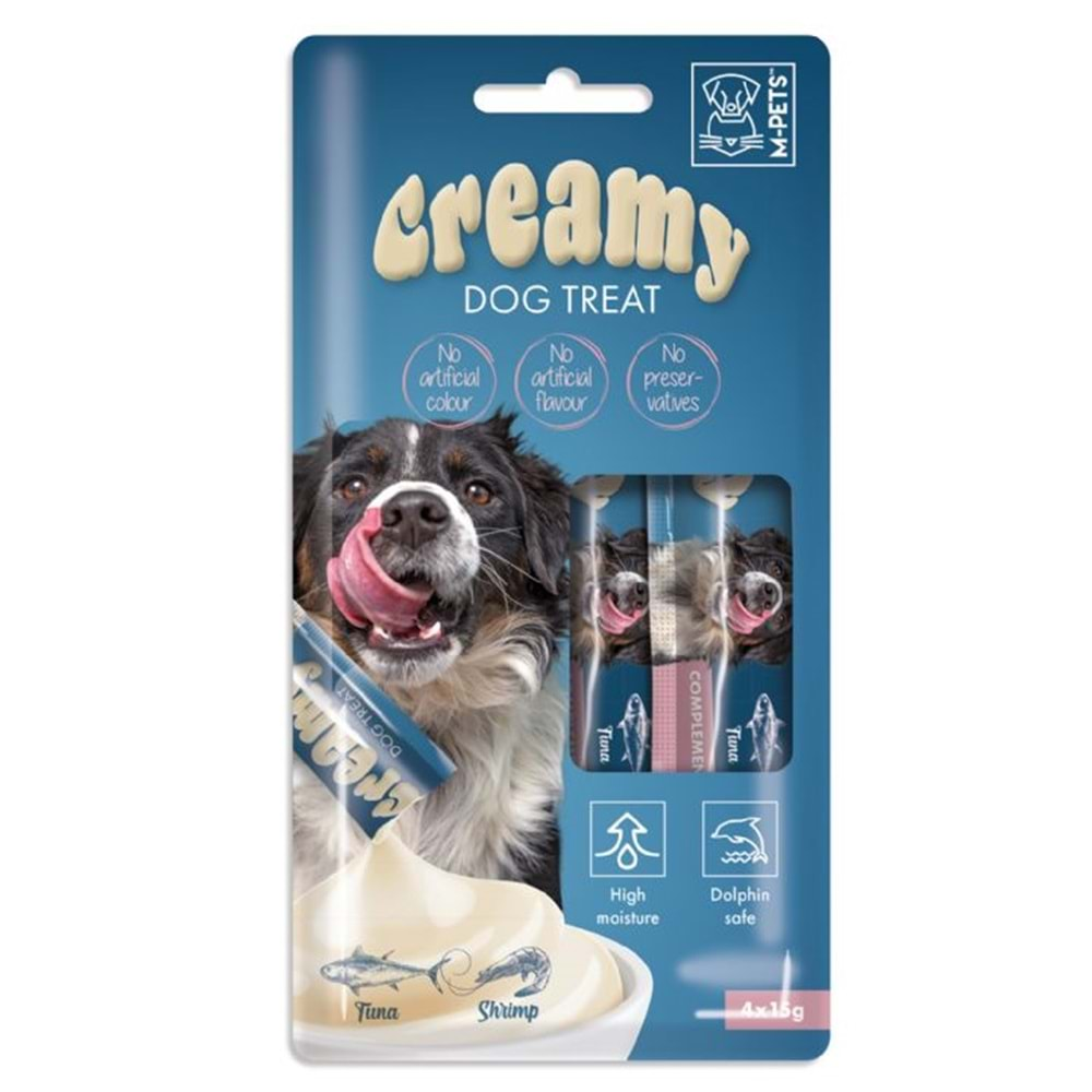 M-PETS KÖPEK ÖDÜLÜ CREAMY TON BALIKLI KARİDESLİ 4X15GR