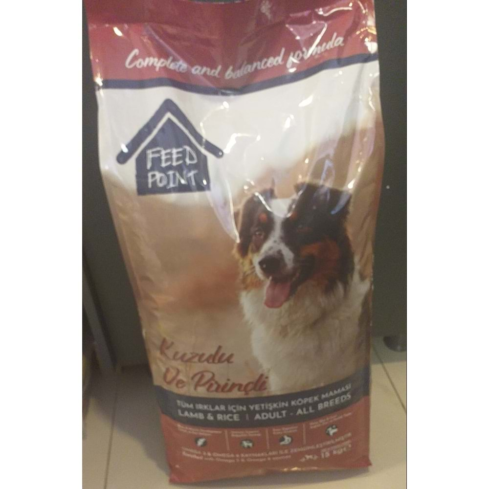 FEED POİNT KUZULU PİRİNÇLİYETİŞKİN KÖPEK MAMASI 15KG