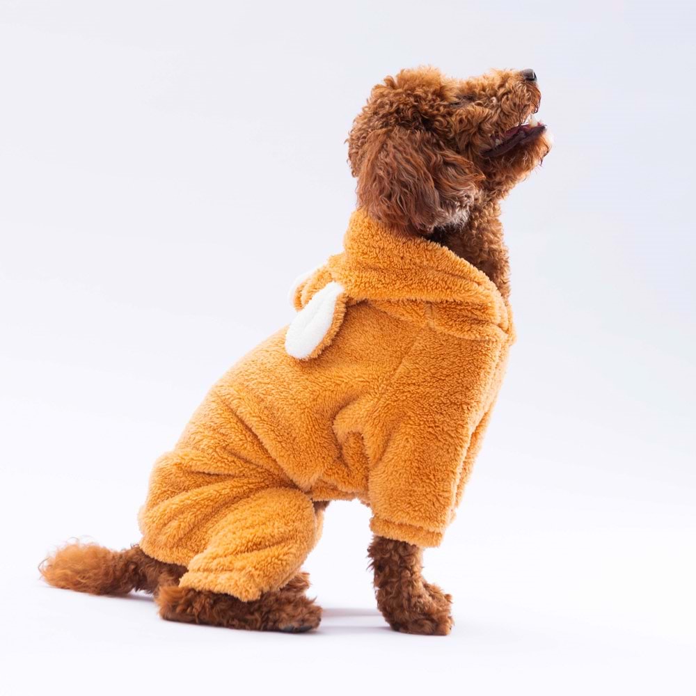 Kahverengi Tapeti Kedi Köpek Tulum Kedi Köpek Kıyafeti - S