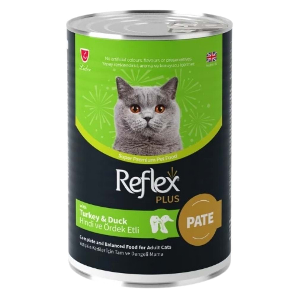 Reflex Plus Pate İçinde Et Parçacıklı Hindi ve Ördek Etli Yetişkin Kedi Konservesi 395gr