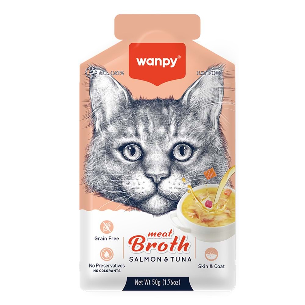 Wanpy Kediler için Somon & Ton Balığı Eti Çorbası 50gr