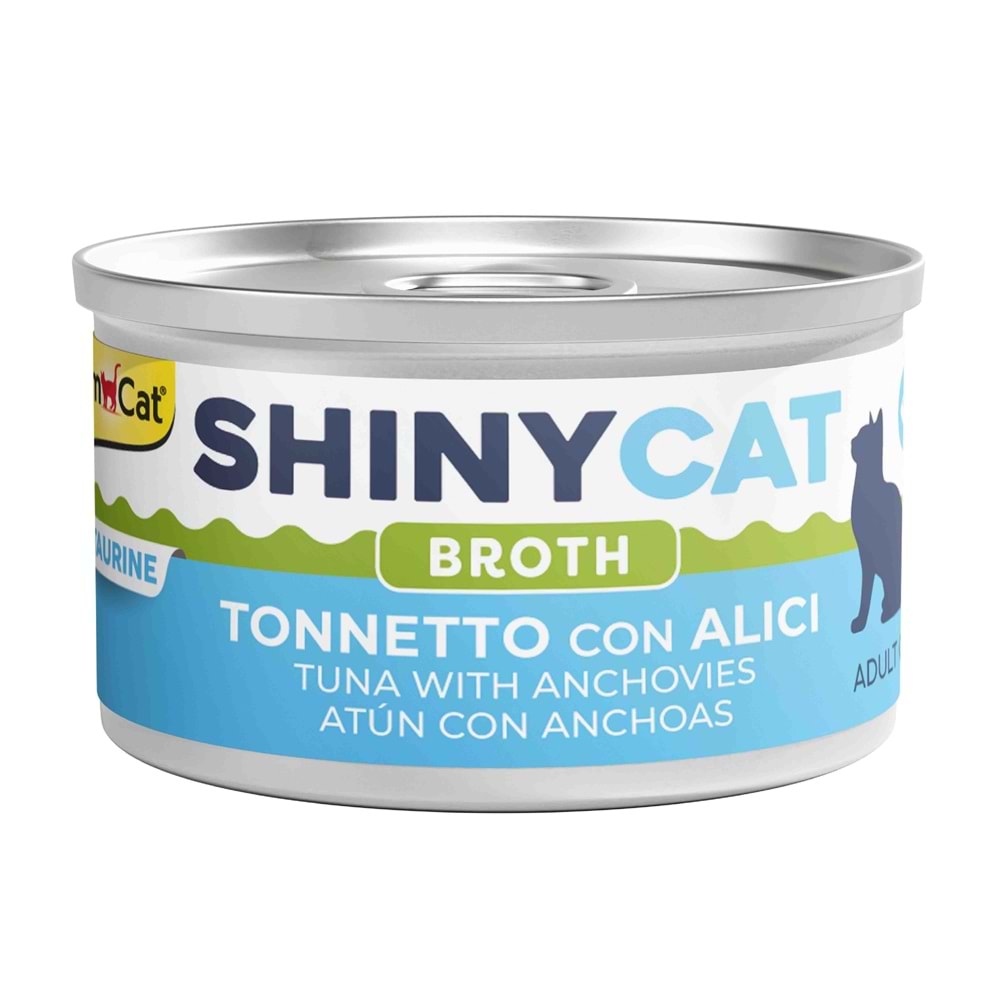 GimCat Shinycat Broth Sos İçinde Ançuezli ve Ton Balıklı Kedi Konservesi 70g