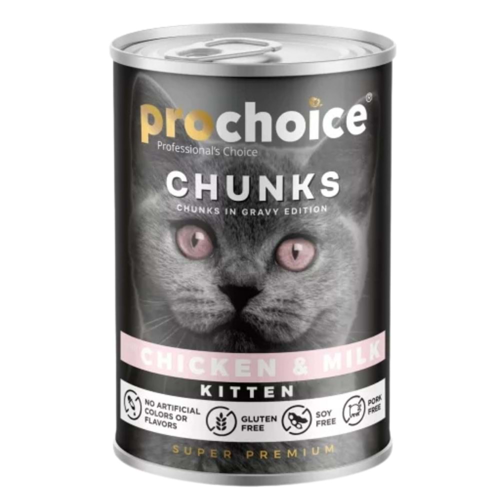 ProChoice Tavuklu ve Sütlü Gravy Soslu Yavru Kedi Konservesi 400gr
