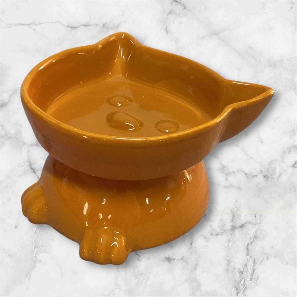 AYAKLI KEDİ KAFA SERAMİK MAMA KABI