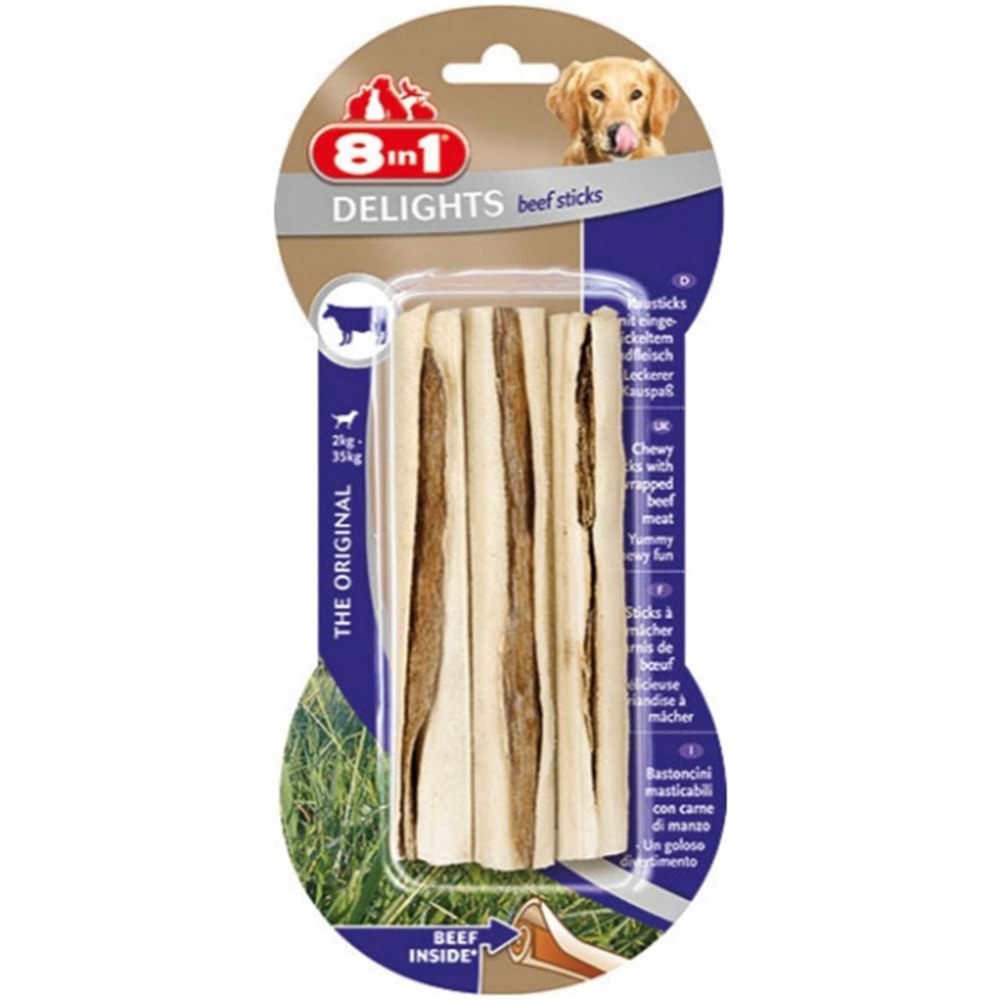 8in1 Delights Köpekler için Biftekli Ağız Bakım Çubuğu 3 Adet
