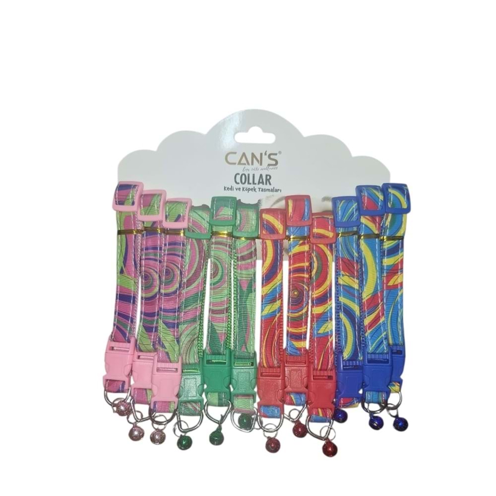Cans Köpek Renkli Zilli Boyunluk 1,5 cm