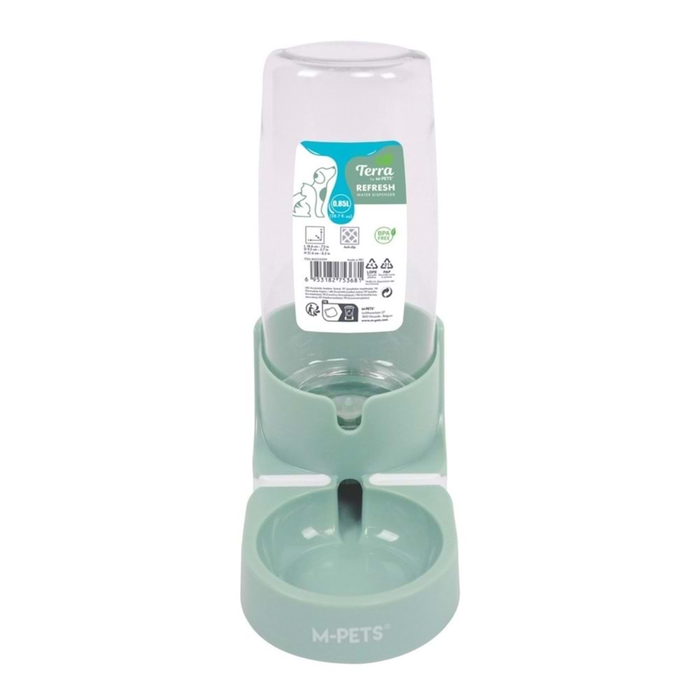 M-PETS REFRESH SMALL HAZNELİ SU KABI 0,85L GREEN