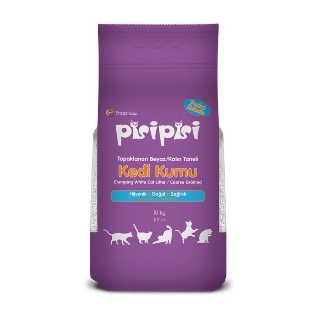 Pisi Pisi Pudralı Topaklanan Bentonit Kedi Kumu Ince 10 Kg