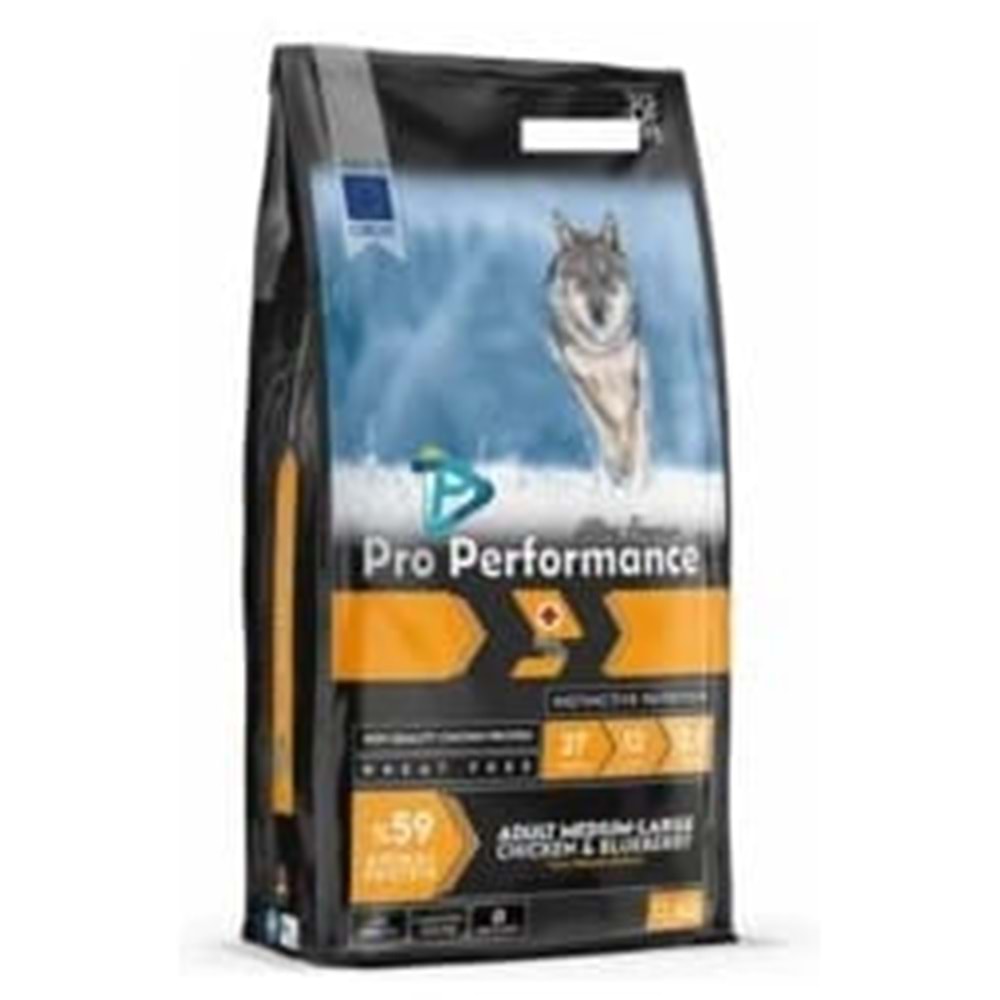 Pro Performance Ultra Premium Tavuk Etli ve Yaban Mersinli 12 kg Orta ve Büyük Irklar için Yetişkin Köpek Maması