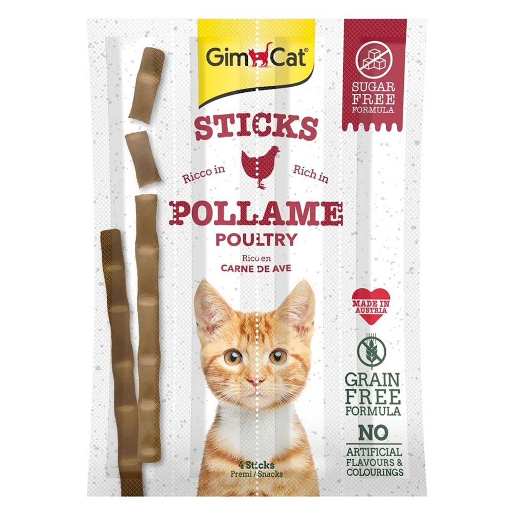 GimCat Sticks Tavuklu Ve Ciğerli Kedi Ödül Çubukları 4lü 20gr