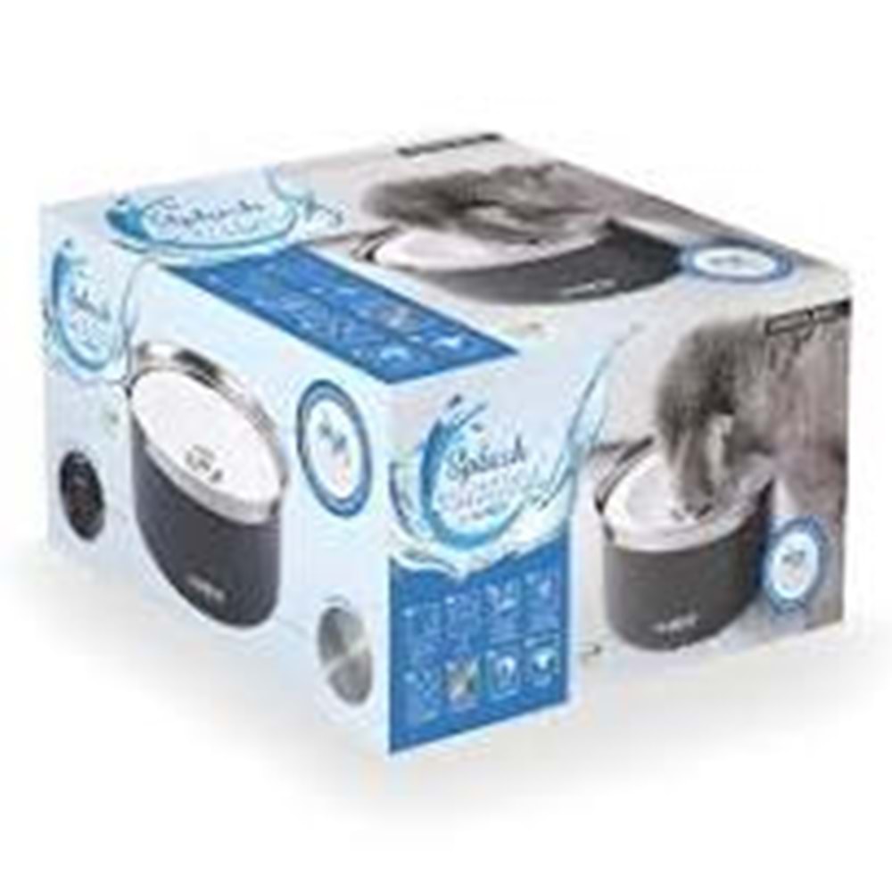 M-Pets Splash Control Metal Su Kabı 3,7 Litre Black