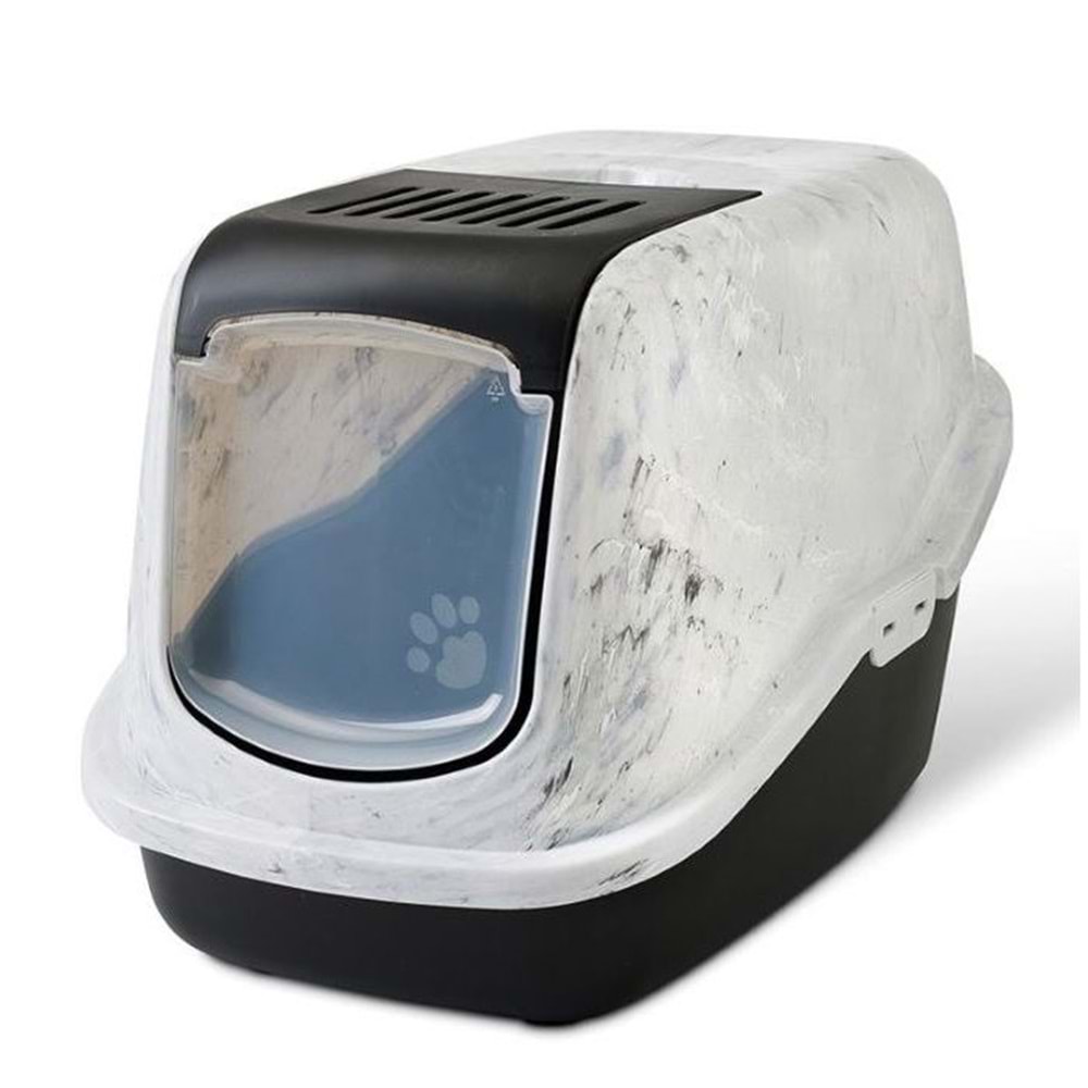 Savic Nestor Tuvalet Ev Kedi Kumu Kutusu Mermer Gri Siyah