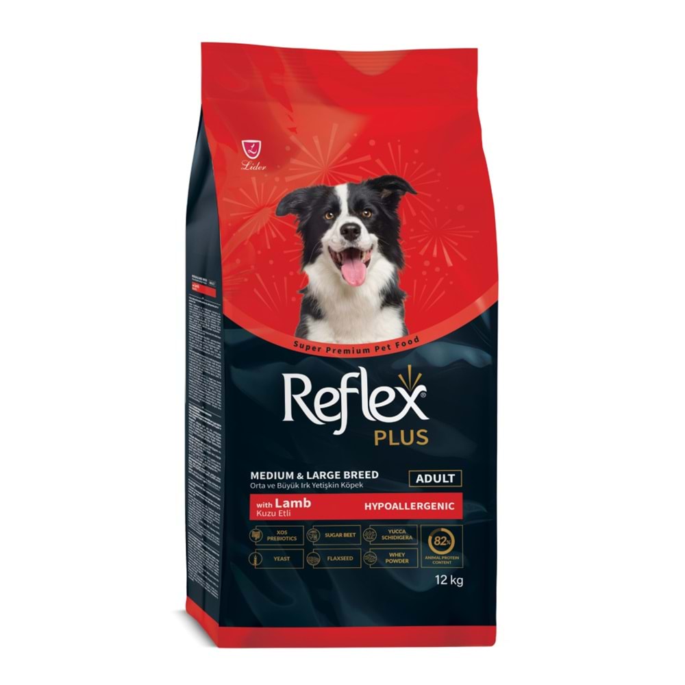 Reflex Plus Kuzu Etli Orta ve Büyük Irk Yetişkin Köpek Maması 12kg