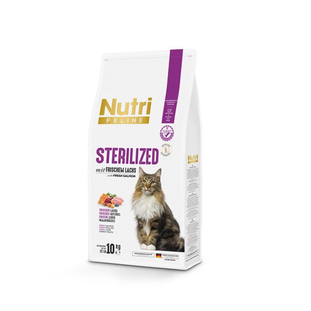 Nutri Feline Somonlu Tahılsız Kısırlaştırılmış Kedi Maması 10kg
