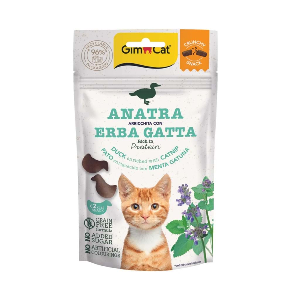 GimCat Crunchy Ördekli ve Catnipli Kedi Ödül Maması 50gr