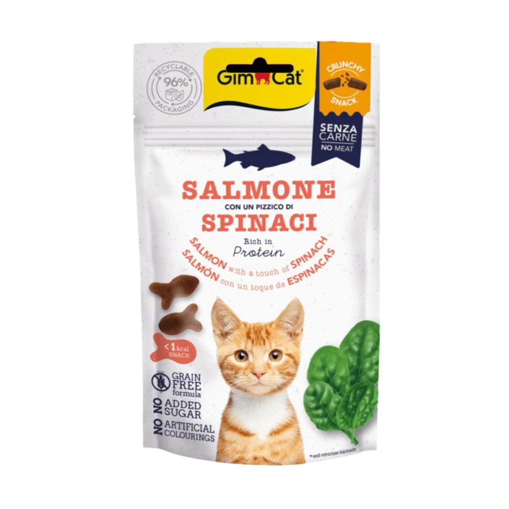 GimCat Crunchy Somonlu ve Ispanaklı Kedi Ödül Maması 50gr