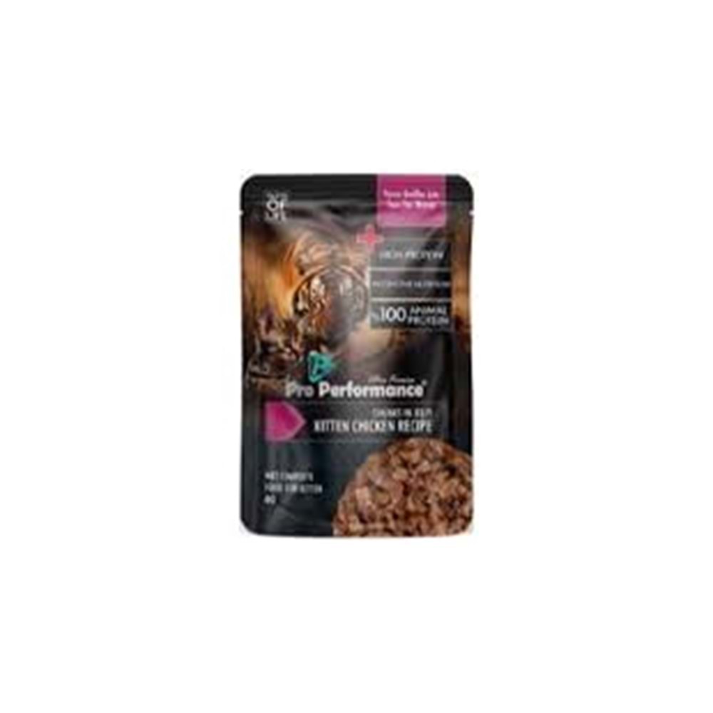 Pro Performance Pouch Kitten Chicken & Egg Recipe Chunk In Jelly Tavuklu ve Yumurtalı Yavru Kedi Yaş Maması 85 Gr
