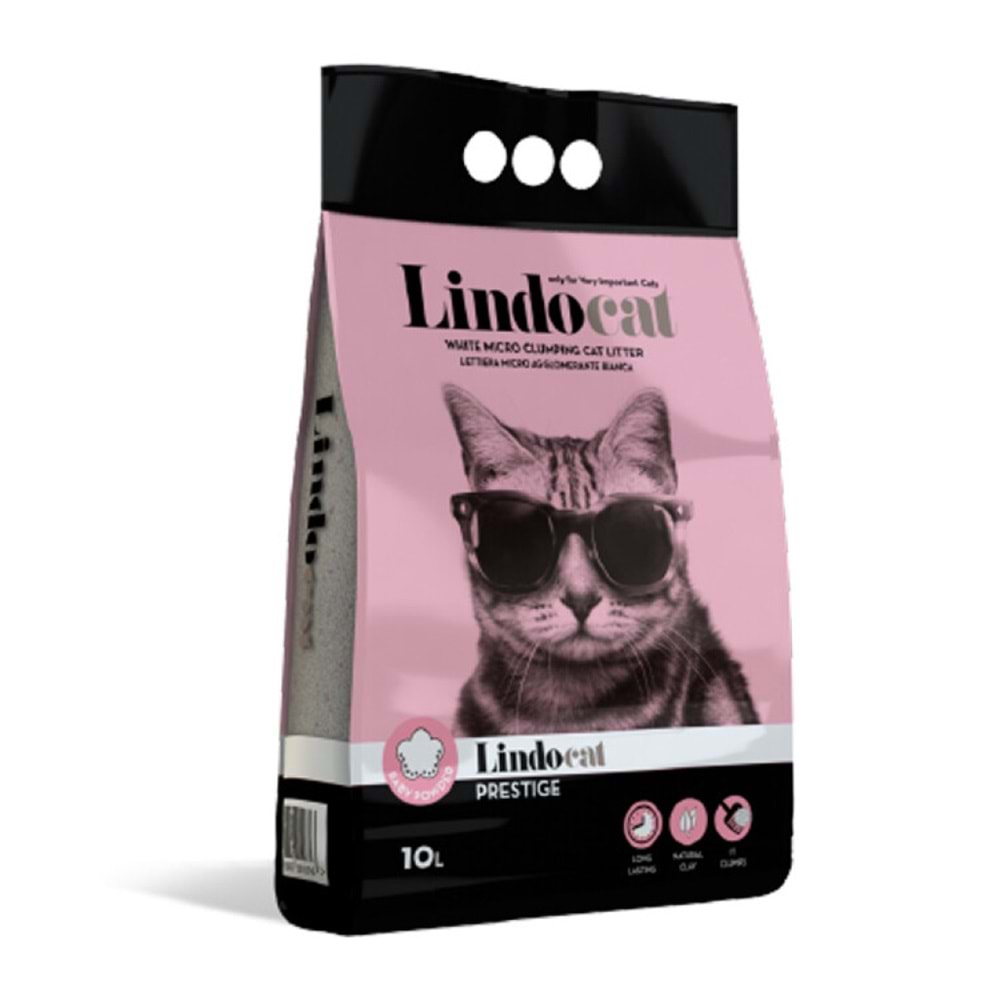 Lindocat Prestige Bebek Pudralı İnce Taneli Bentonit Kedi Kumu 10lt