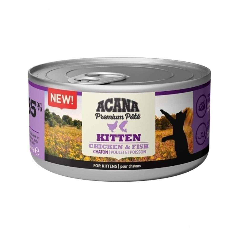 Acana Premium Pate Tavuklu ve Balıklı Ezme Yavru Kedi Konservesi 85gr