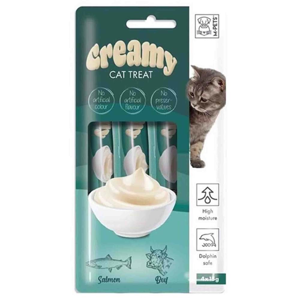 Creamy Somon Balıklı Biftekli Kedi Ödülü 4x15gr