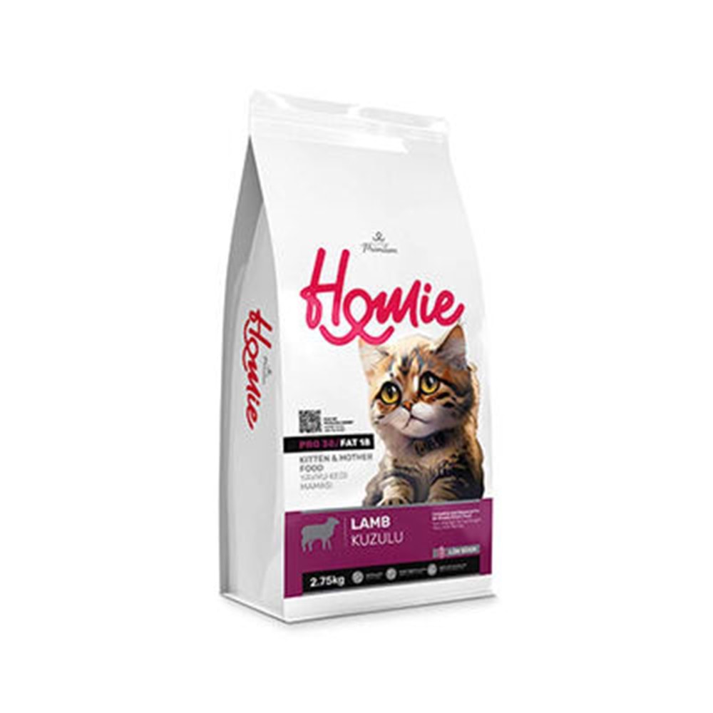 Homie Mother & Baby Anne ve Bebek Kediler İçin Kuzulu Kedi Maması 2,75 Kg