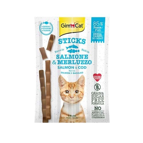 Gimcat Tahılsız Somon Ve Atlantik Morina Balıklı Kedi Ödül Çubukları 4Lü 20Gr