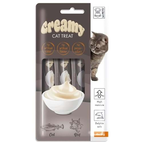 19038399 M-Pets Creamy Morina Balıklı Biftekli Kedi Ödülü 4X15Gr