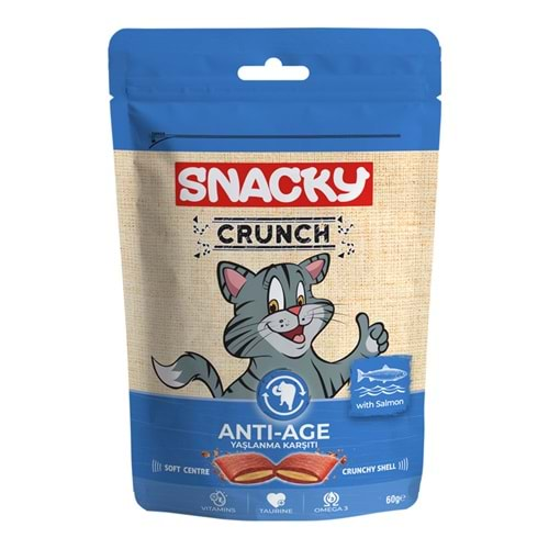 Snacky Crunch Anti-Age Yaşlanma Karşıtı Somonlu Kedi Ödül Maması 60Gr