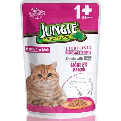 Jungle Gravy Biftekli Kısırlaştırılmış Kedi Konservesi 100Gr