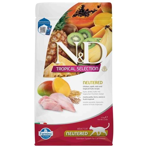 Nd Tropical Selection Tavuklu Kısırlaştırılmış Kedi Maması 1,5Kg