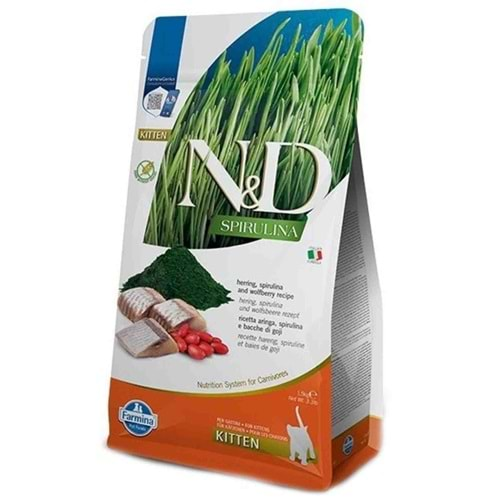 N&D Spirulina Ringa Balıklı Tahılsız Yavru Kedi Maması 1,5Kg